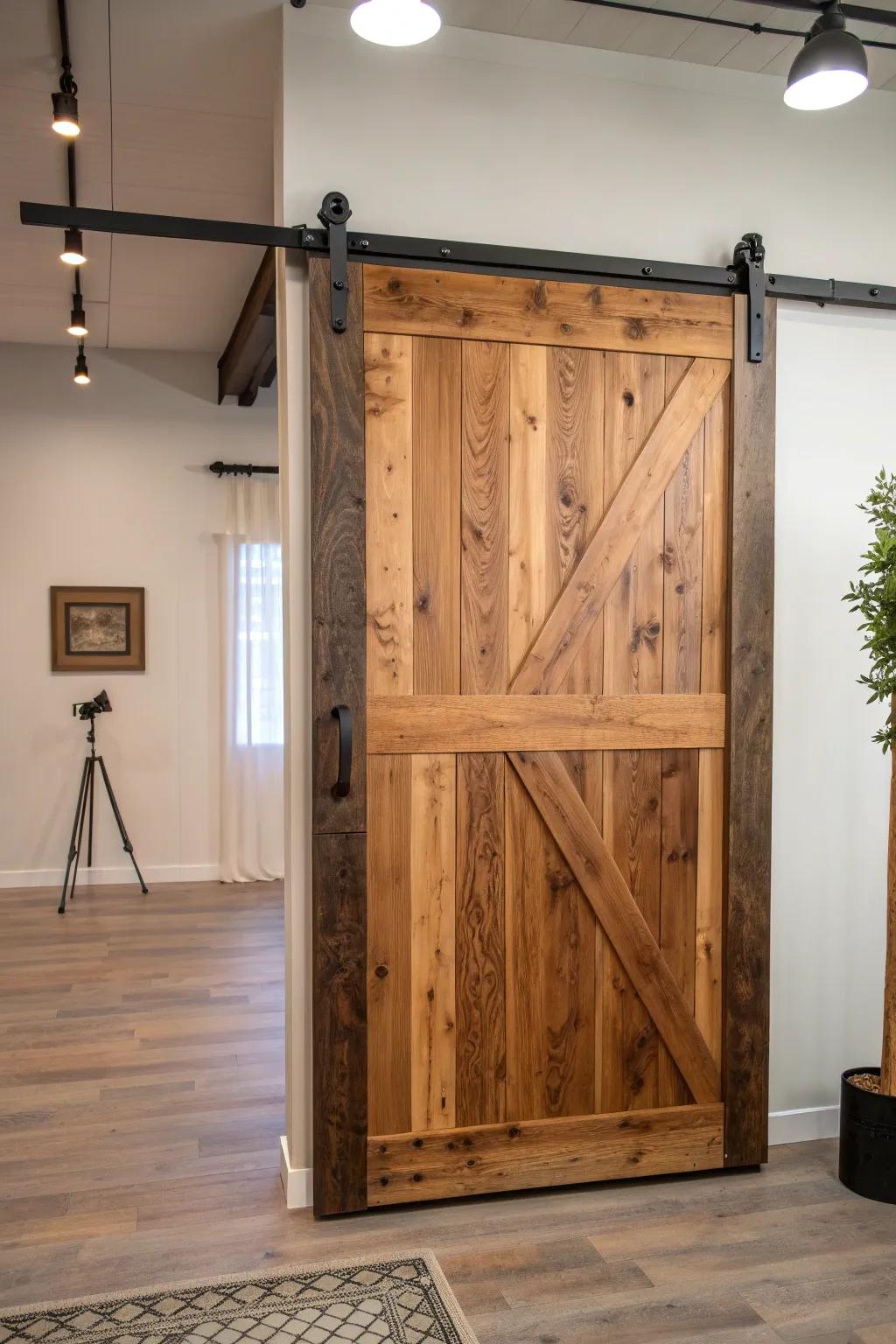 Elevate your space with the timeless charm of a reclaimed wood sliding door.