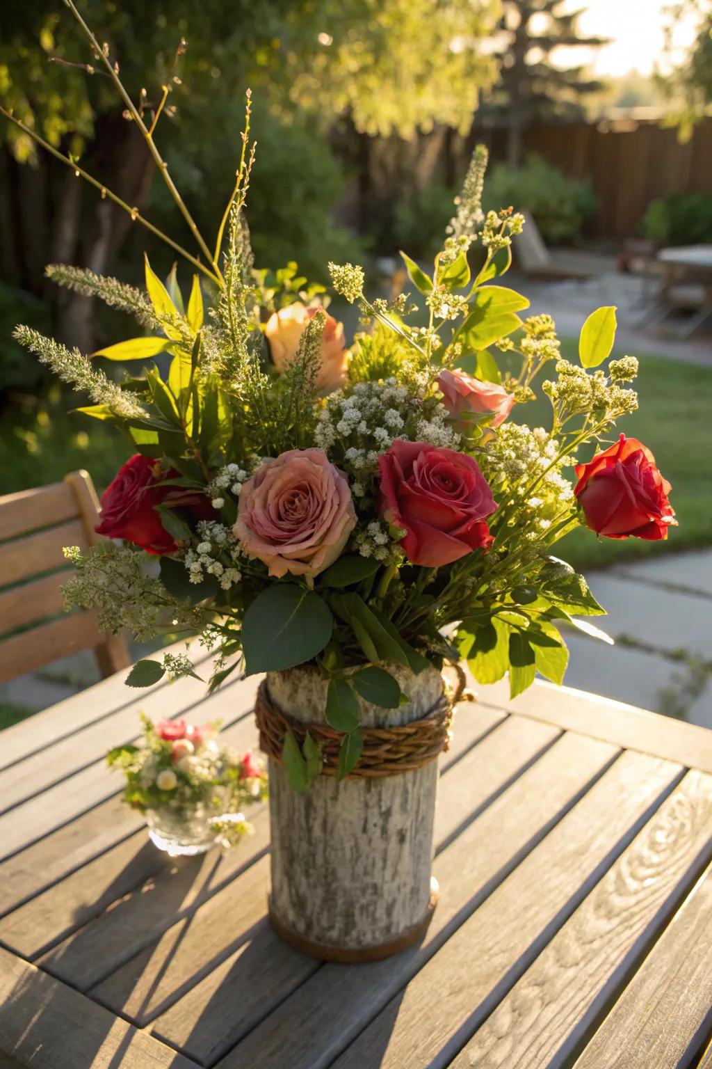 A wild and free arrangement brings natural beauty to any space.