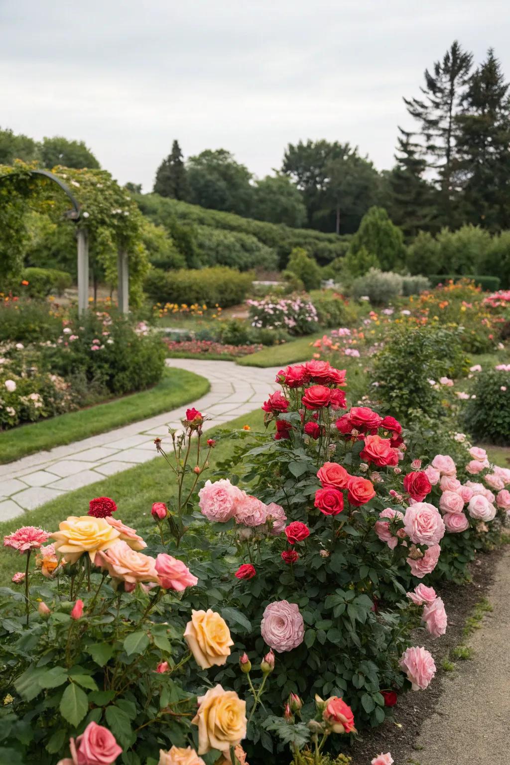 A seasonal rose display, ensuring year-round vibrancy.