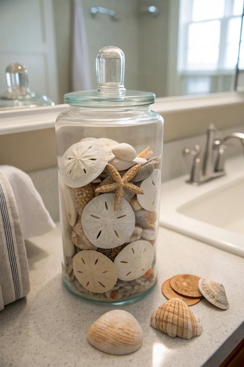 Add a touch of the ocean to your home with sand dollar jar fillers.