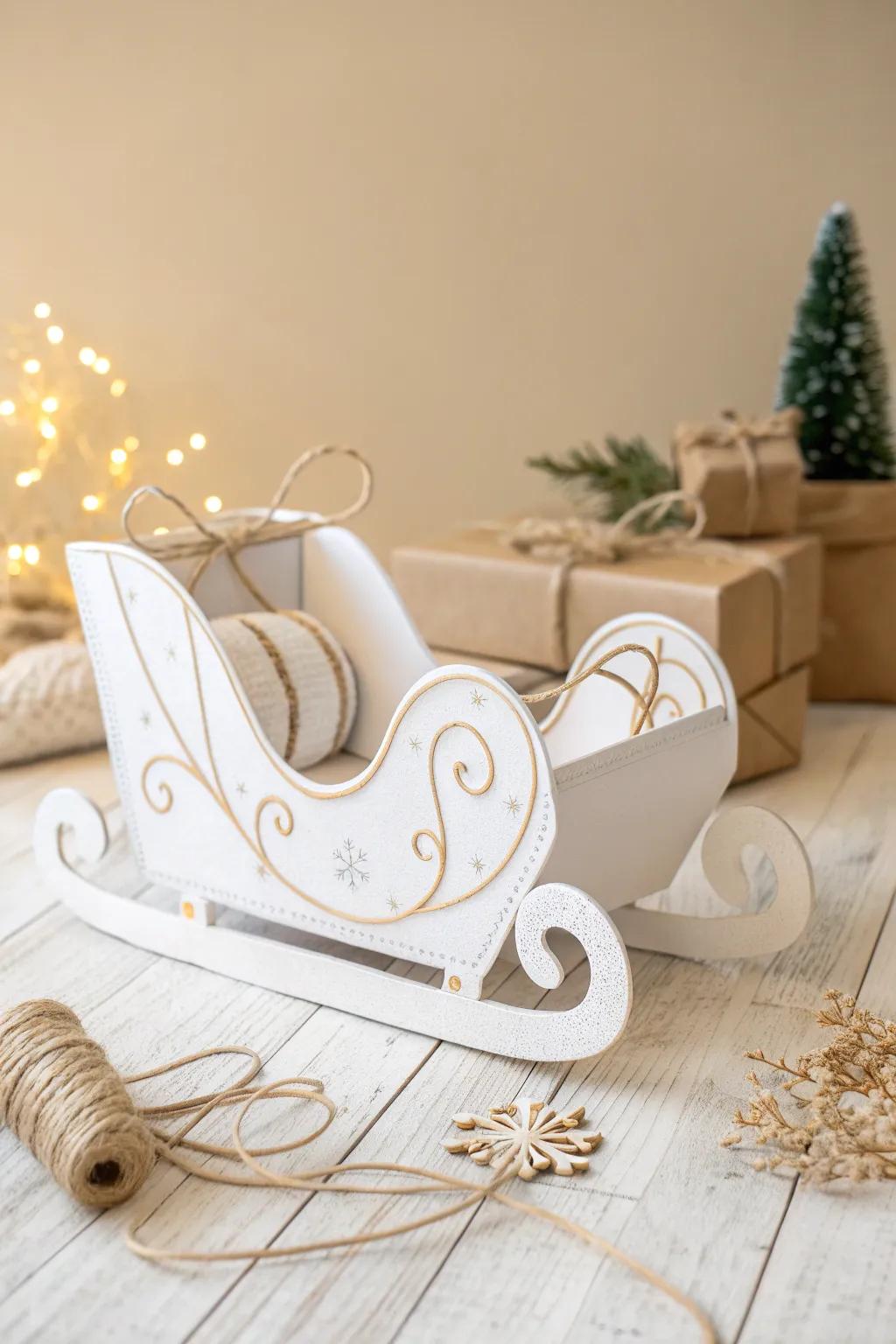 Embrace the art of simplicity with this stunning 3D paper sleigh, a perfect blend of Scandinavian minimalism and Boho charm.