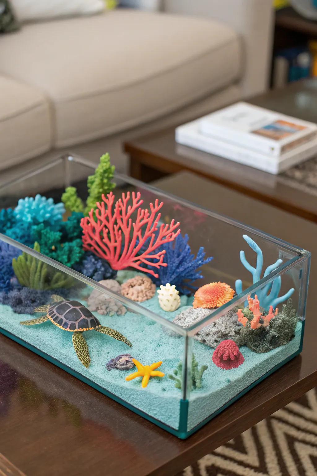 Dive into the colorful world of a coral lagoon with this dazzling creation.