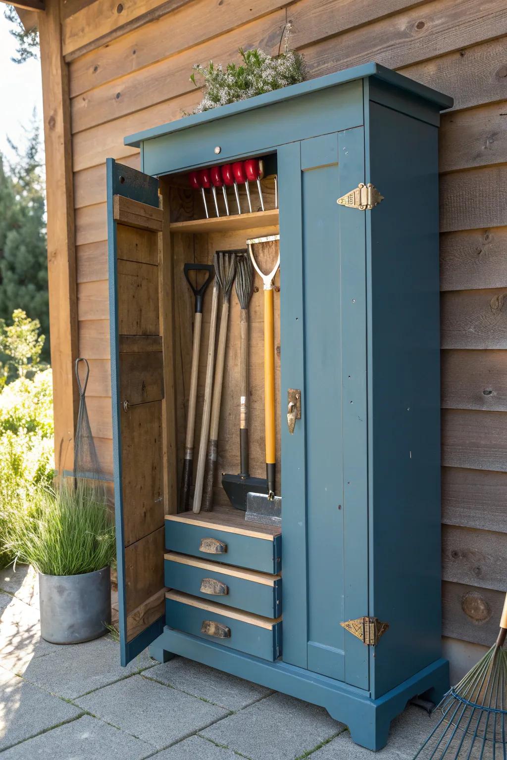 Transform clutter into charm with this vintage cabinet upcycle. #Craftsmanship #DIYStorage