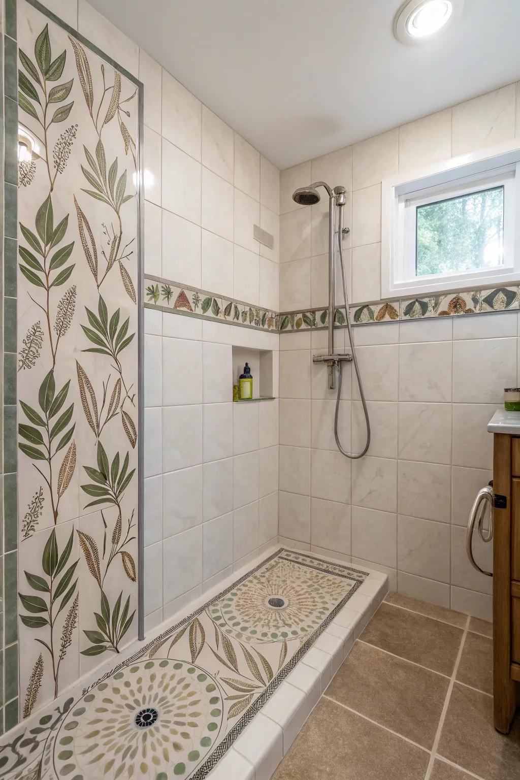 Nature-inspired designs create a calming and serene shower atmosphere.