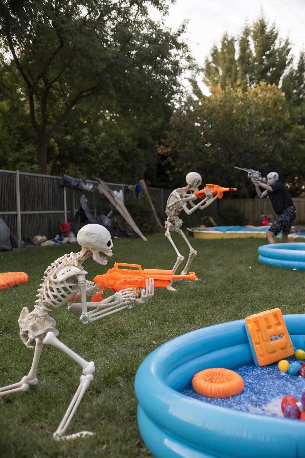 Skeletons in an Epic Nerf Battle