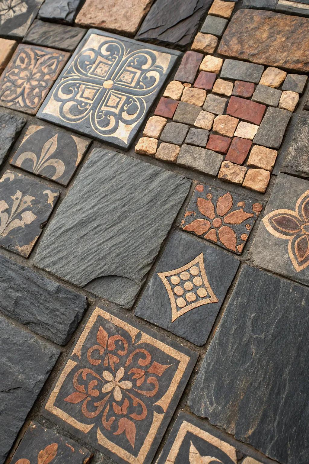 Transform your space with the timeless beauty of handcrafted slate mosaics.