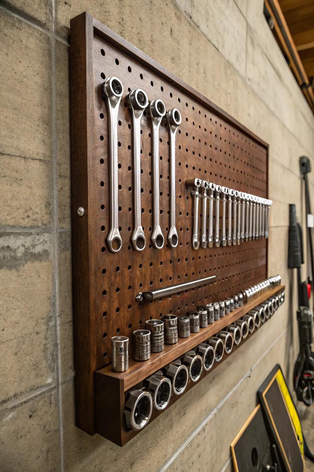 Transform chaos into order with this artisanal peg and board system for your garage.