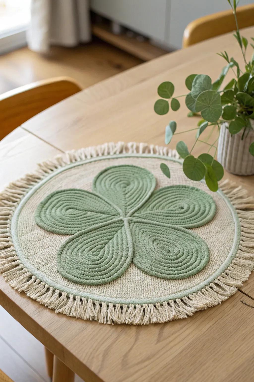 Elevate your dining experience with a touch of festive elegance. 🌿🍀 #ShamrockPlacemats #ScandiBoho