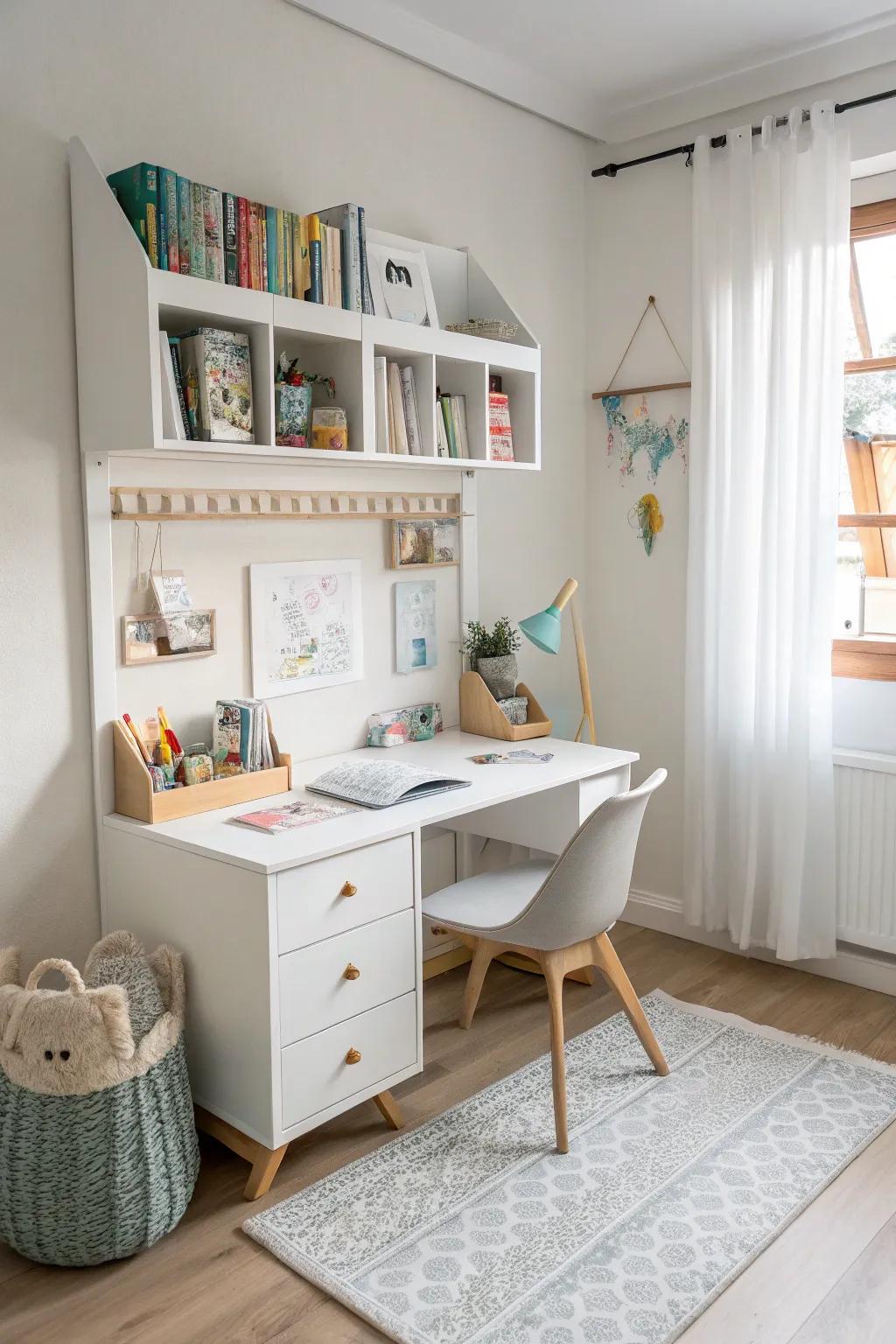 Floating desks save space and grow with your child.