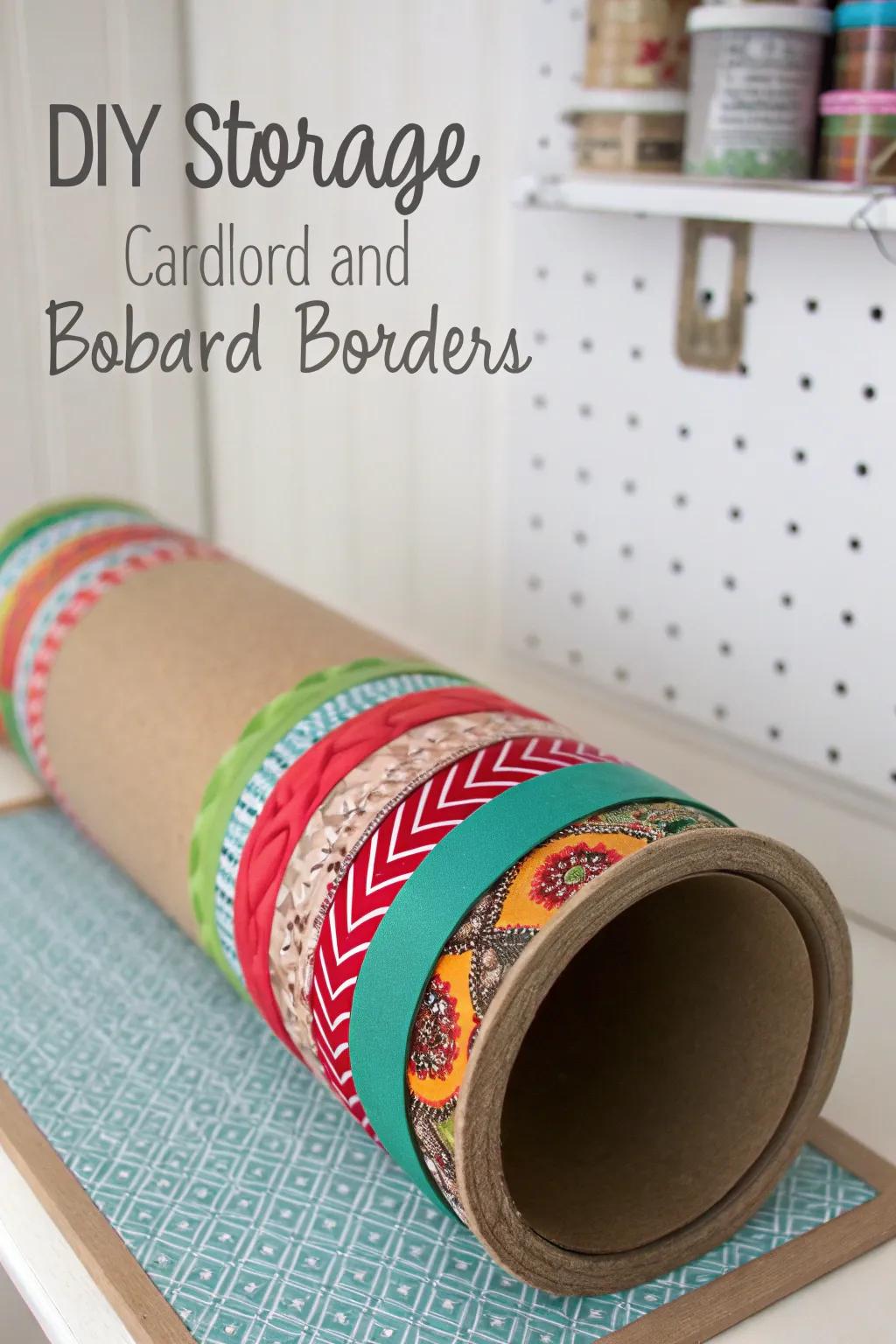 DIY storage tube for protecting and organizing bulletin board borders.