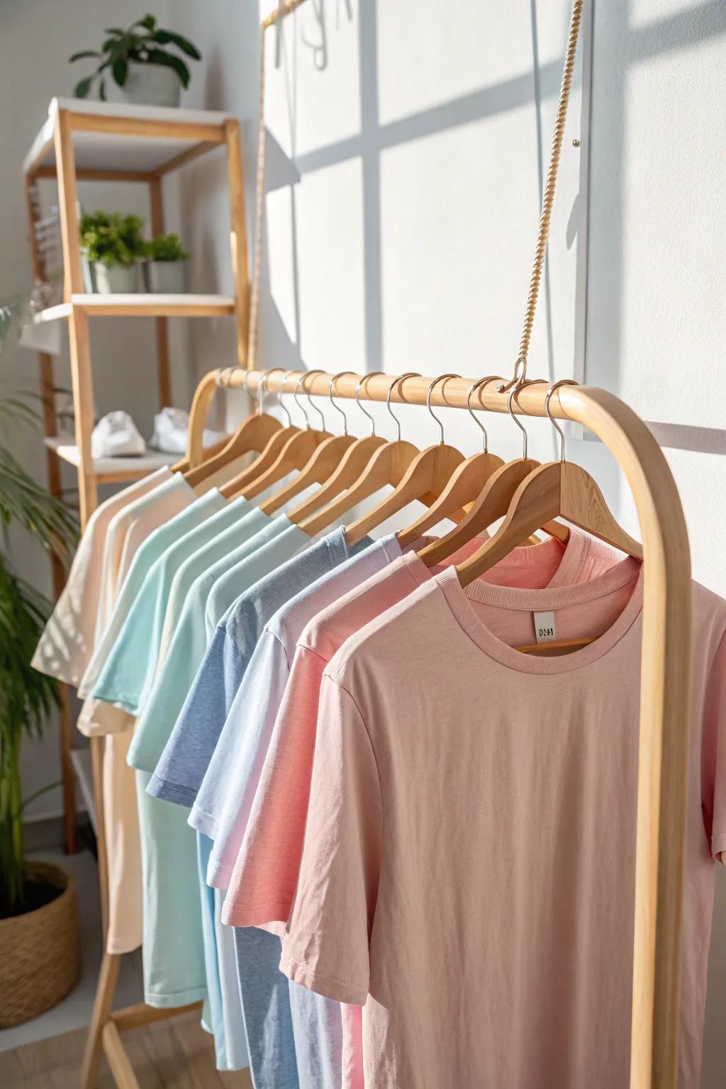 Elevate your closet space with these elegant multi-tiered hangers, a blend of Scandinavian simplicity and Boho charm. 🌿👚 #ClosetGoals #MinimalistLiving