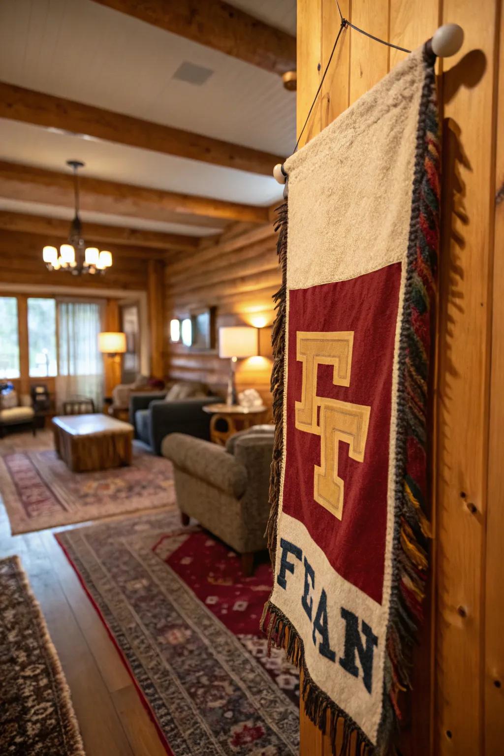 Add warmth and texture with a felted wool team flag.