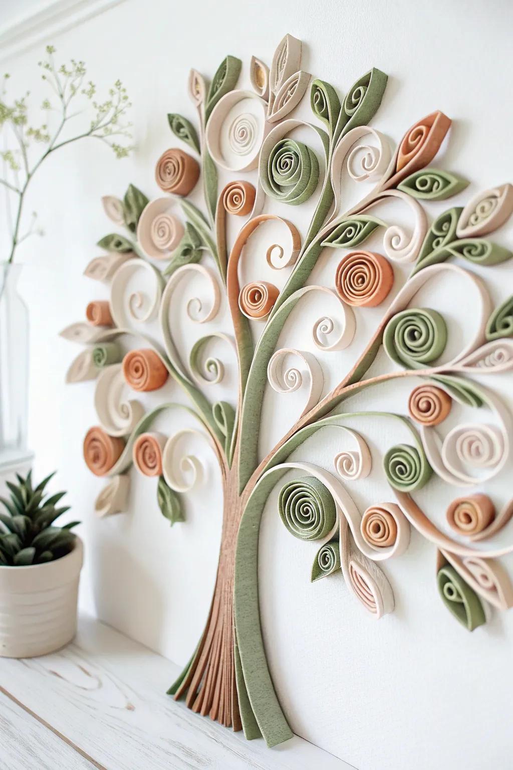 Embrace the meditative art of quilling with this elegant paper tree creation.