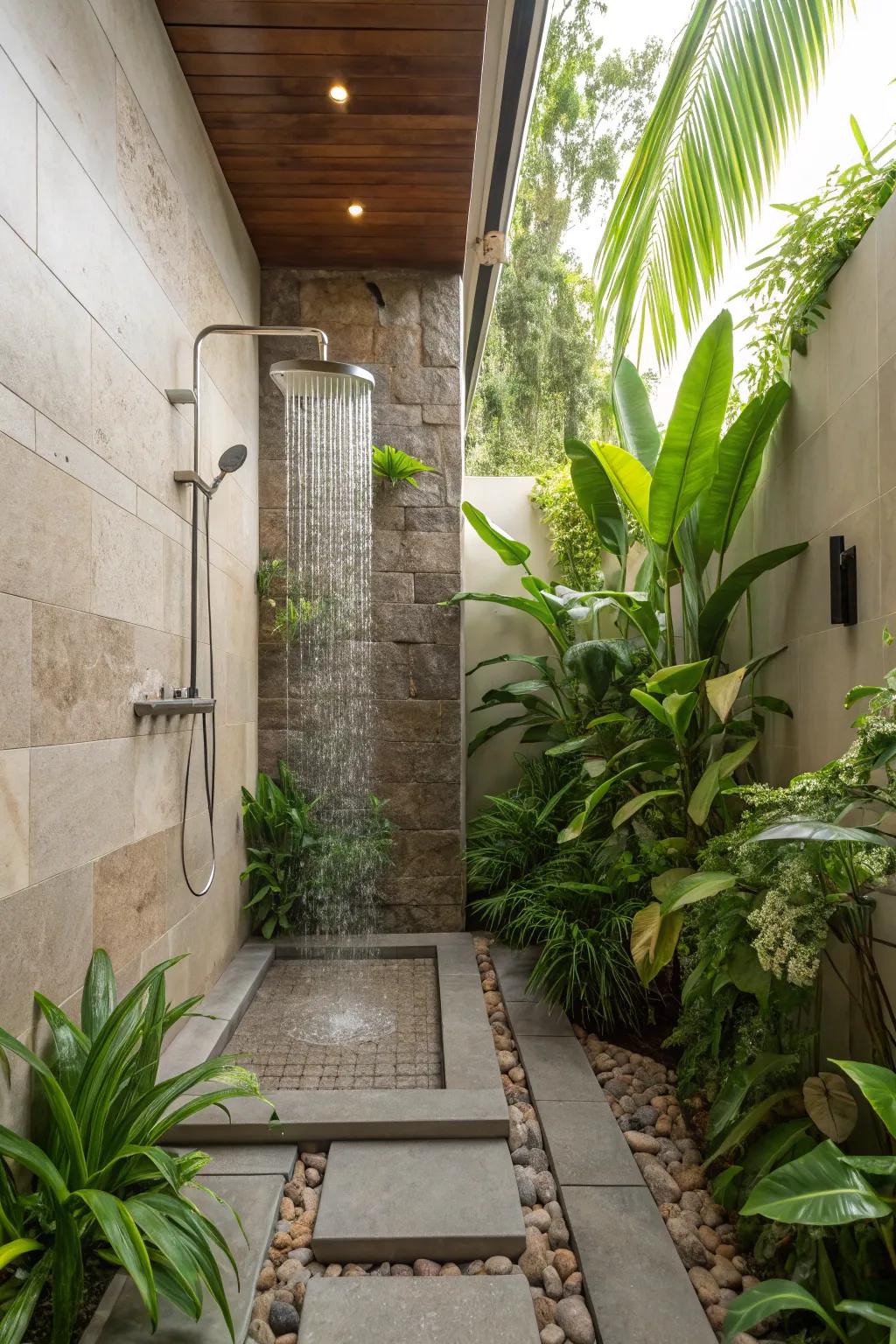 Enhance serenity with plants in your shower.