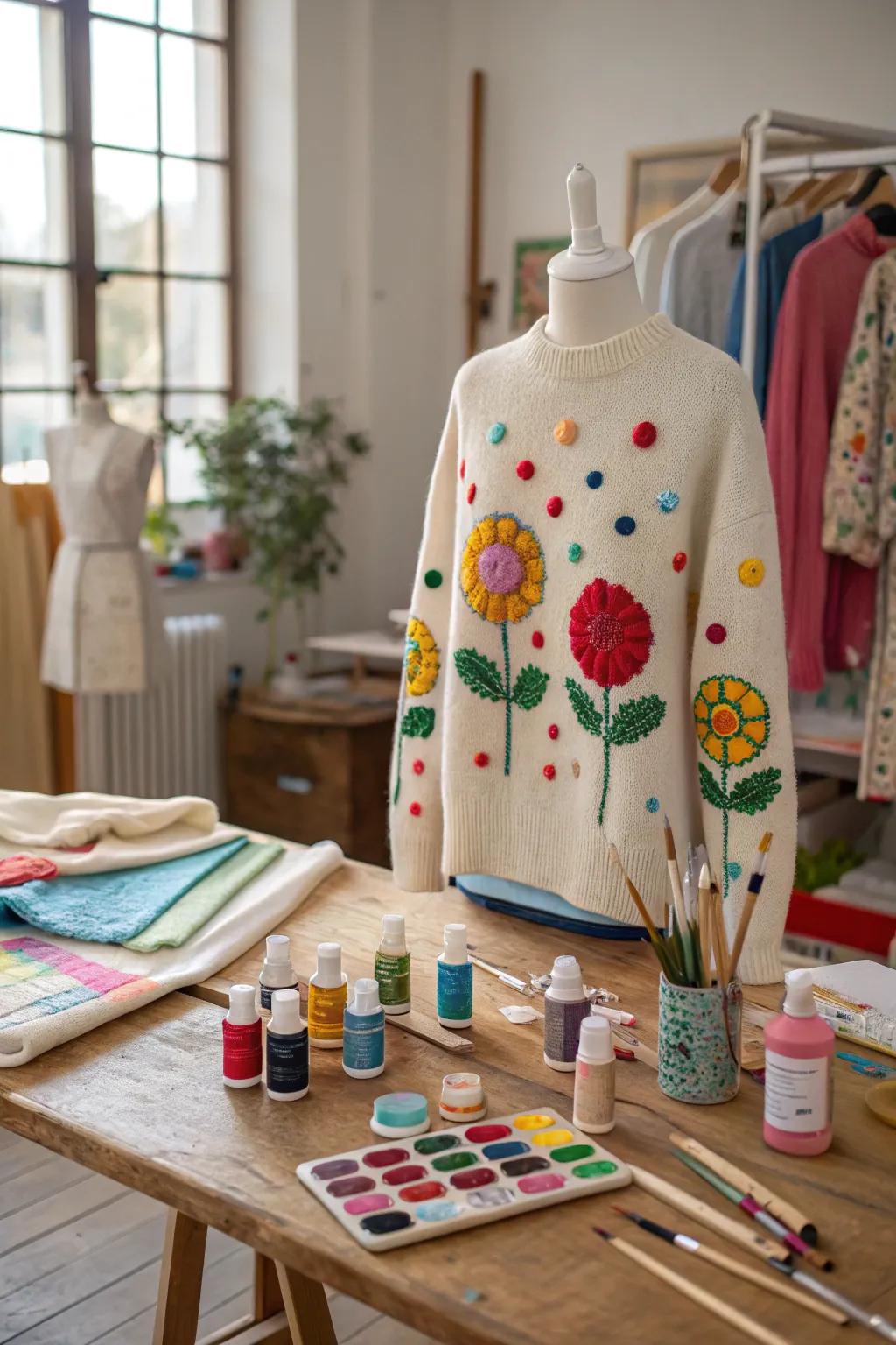 Get creative with a puffy paint extravaganza sweater.