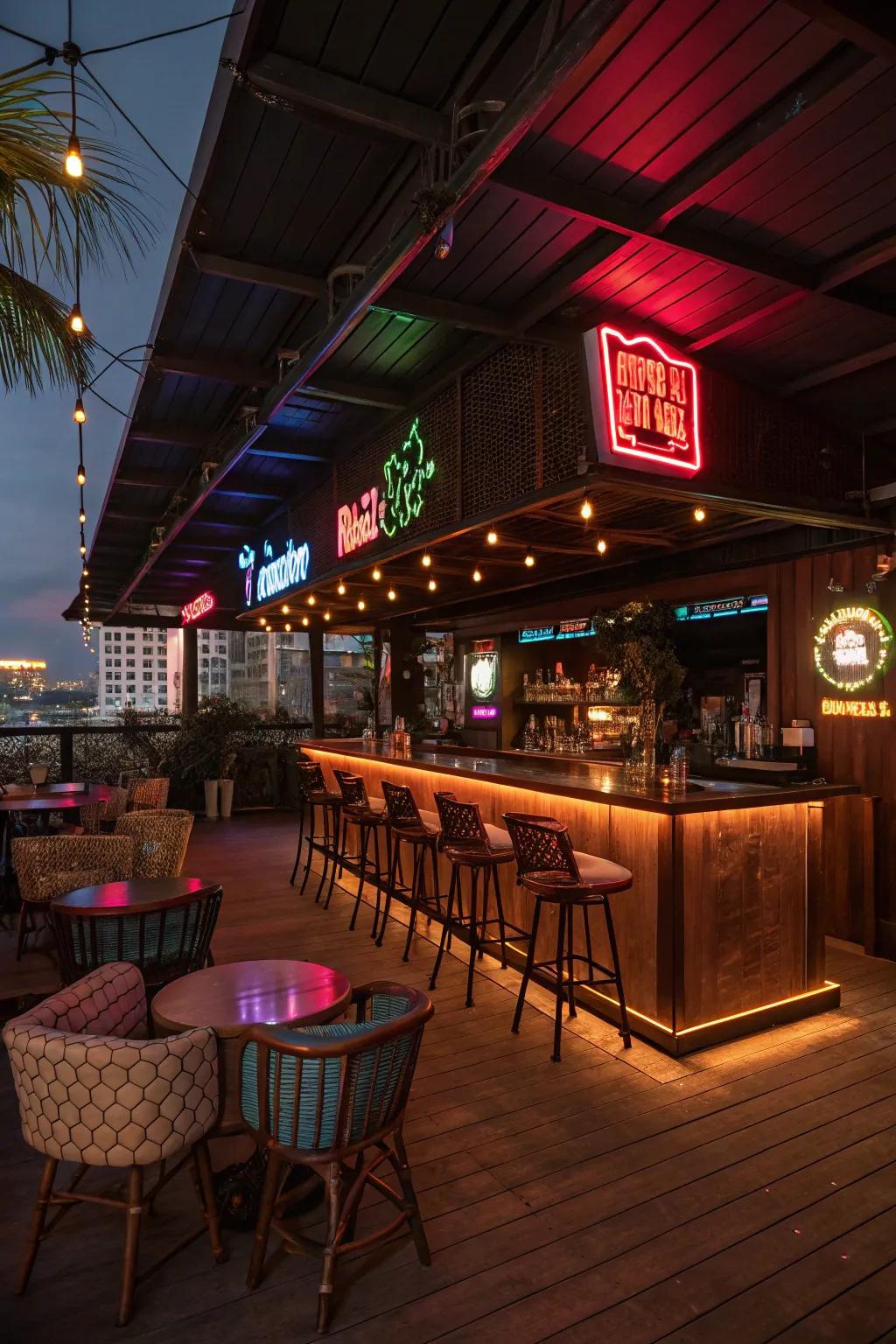 Capture city vibes with a retro rooftop bar.