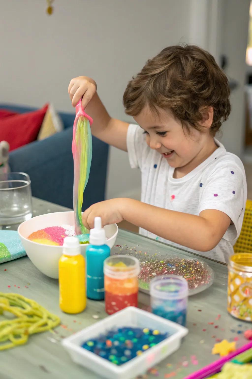 A DIY slime kit provides endless tactile fun.