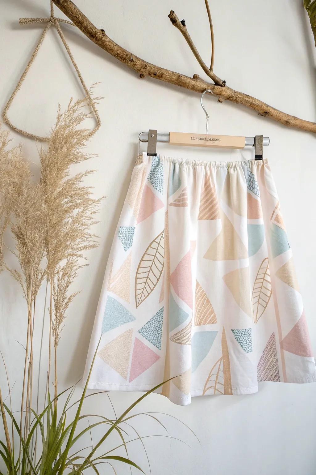 Transform your wardrobe with hand-painted geometric designs for a unique, upcycled look.