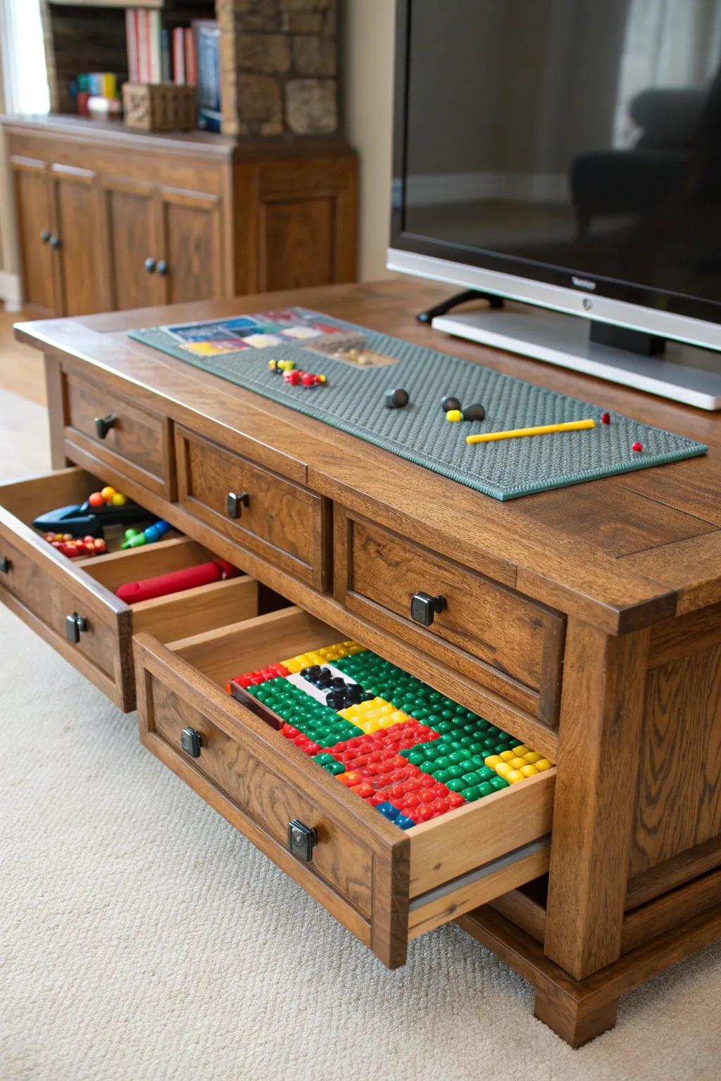 Transform your old TV stand into a stunning Lego table that blends craftsmanship with creativity.