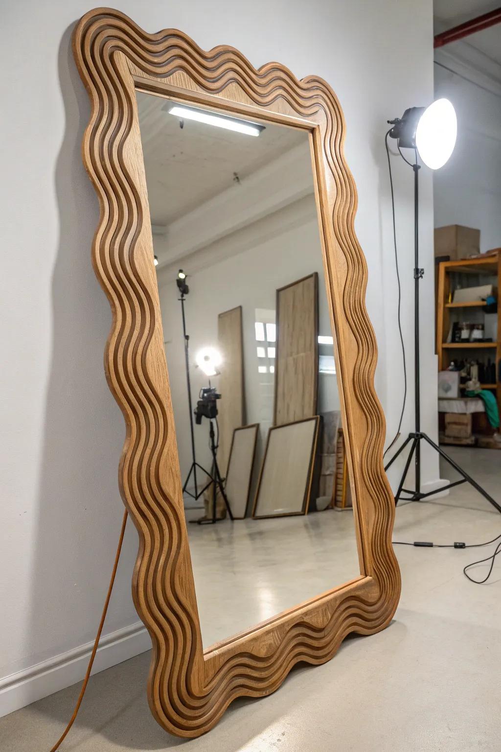 A wavy border adds a modern and artistic flair to mirrors.