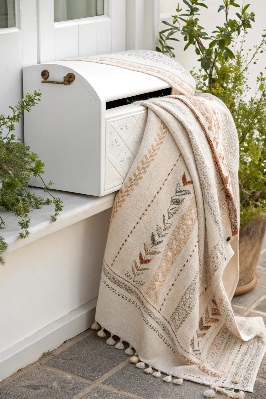 Transform your mailbox with a touch of fabric flair for a unique and cozy Valentine's vibe.