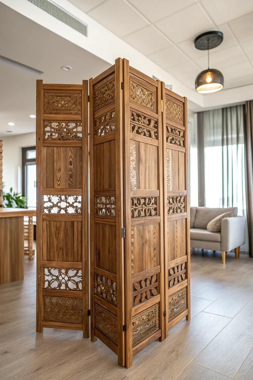 Elevate your space with the rustic elegance of a handcrafted pallet room divider.