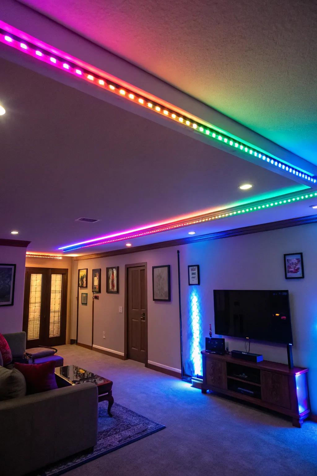 LED strip lights add a fun and customizable ambiance to any room.