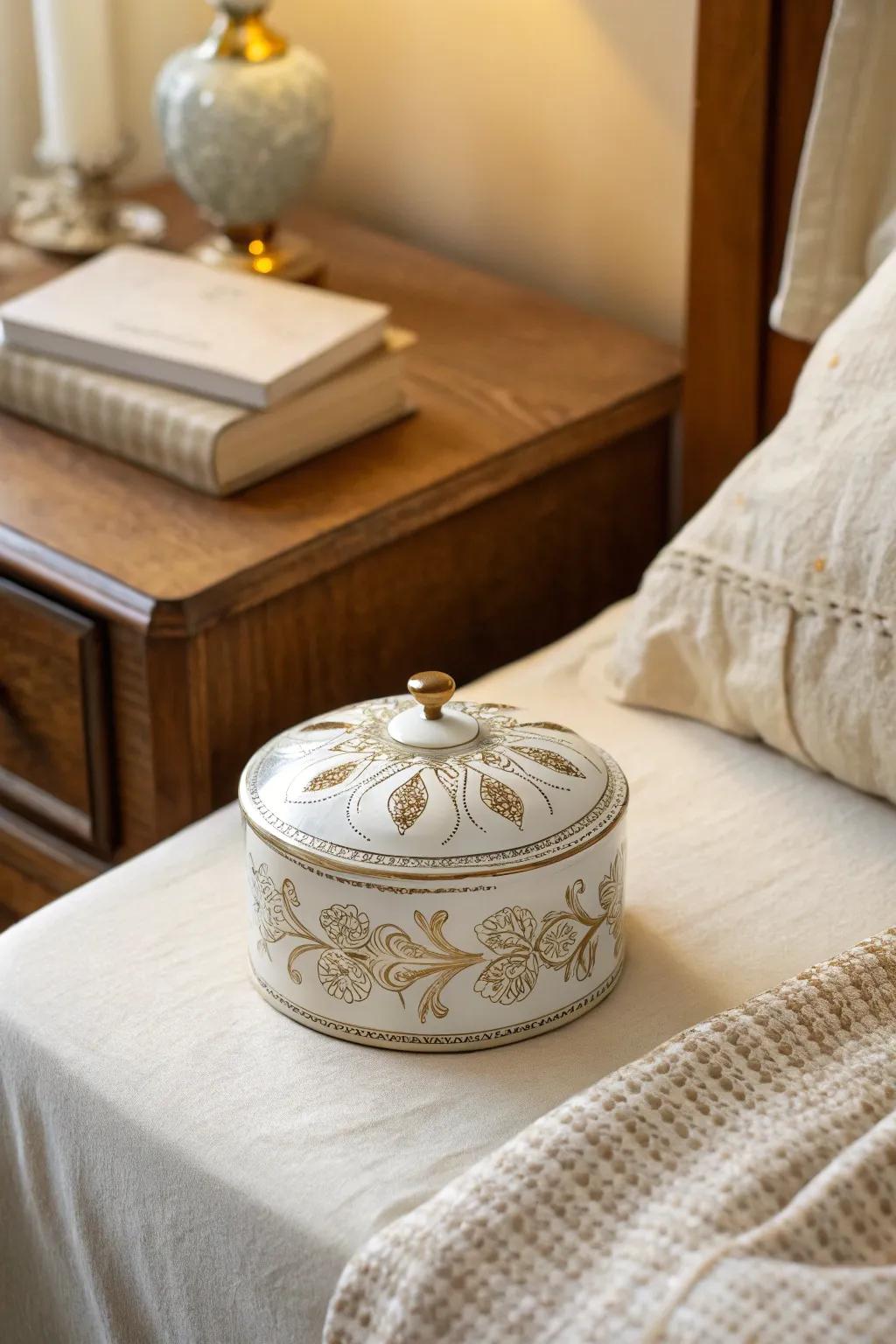 Keep memories safe in a porcelain trinket box.