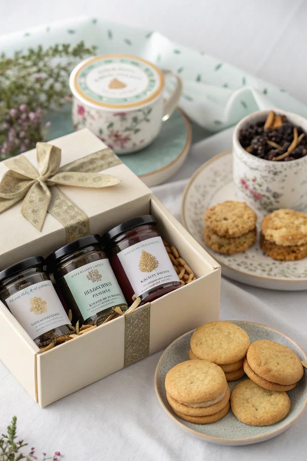 Savor the simple pleasures with an artisan tea and biscuit box.