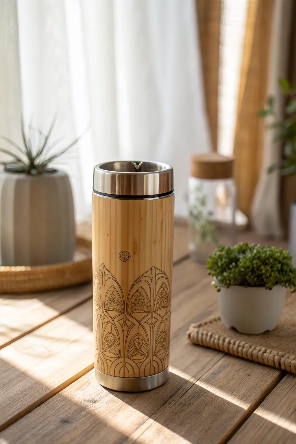 Celebrate sustainability with a chic bamboo tumbler - the perfect gift for an eco-conscious 50th birthday!