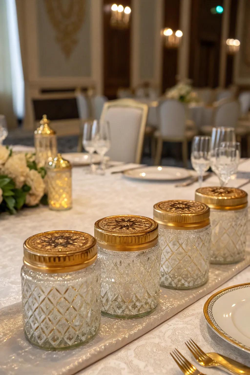 Gilded edge jars for a touch of sophistication.