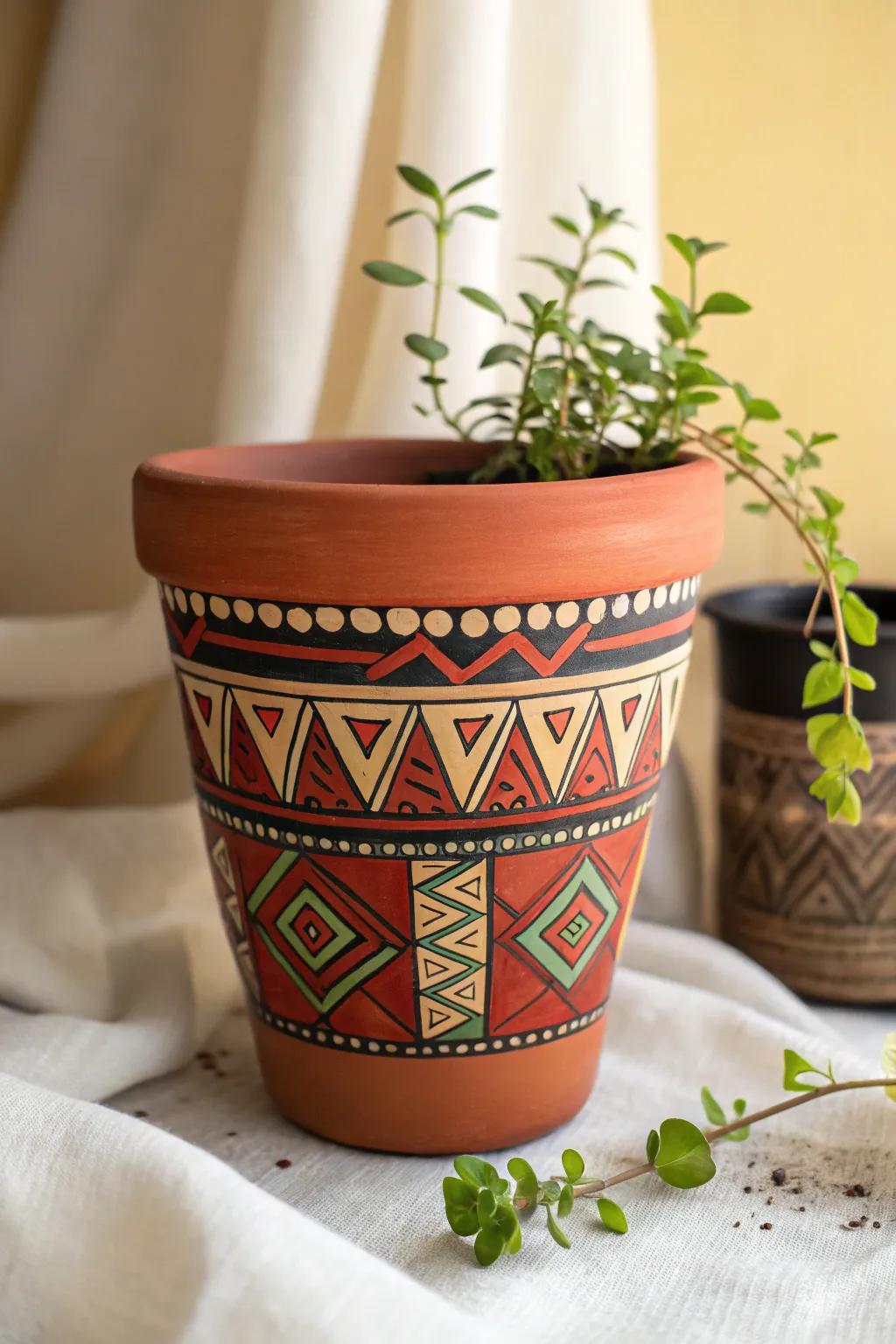 Transform your garden with the simple elegance of painted terracotta pots.