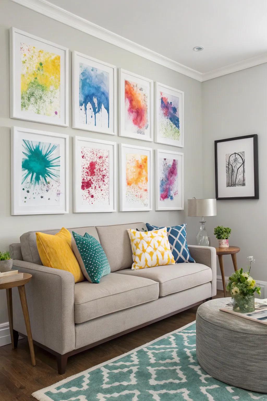 A set of vibrant watercolor prints, perfect for modern decor.