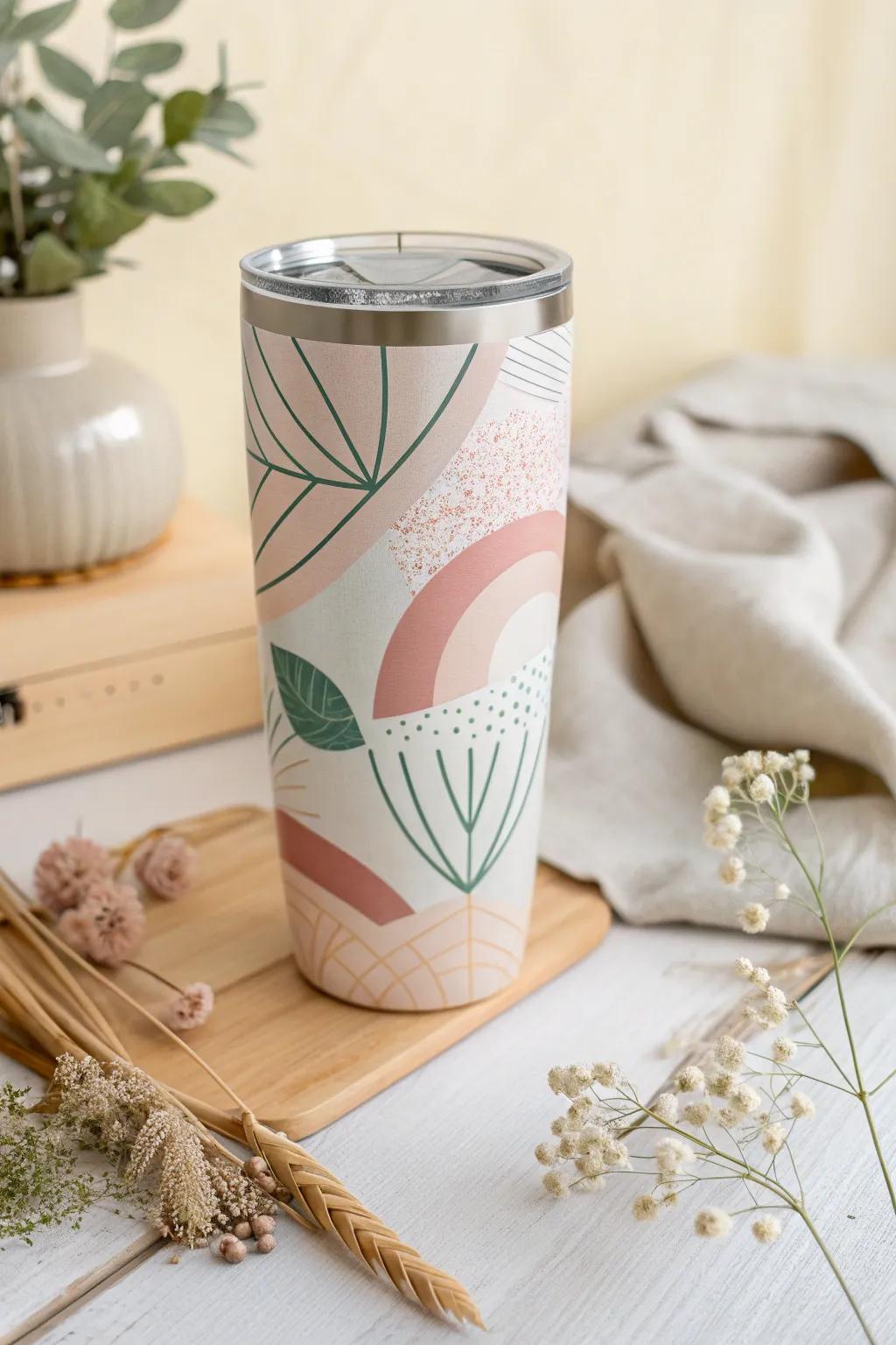 Carry modern art in your hand with this stunning abstract tumbler, a perfect blend of style and elegance.