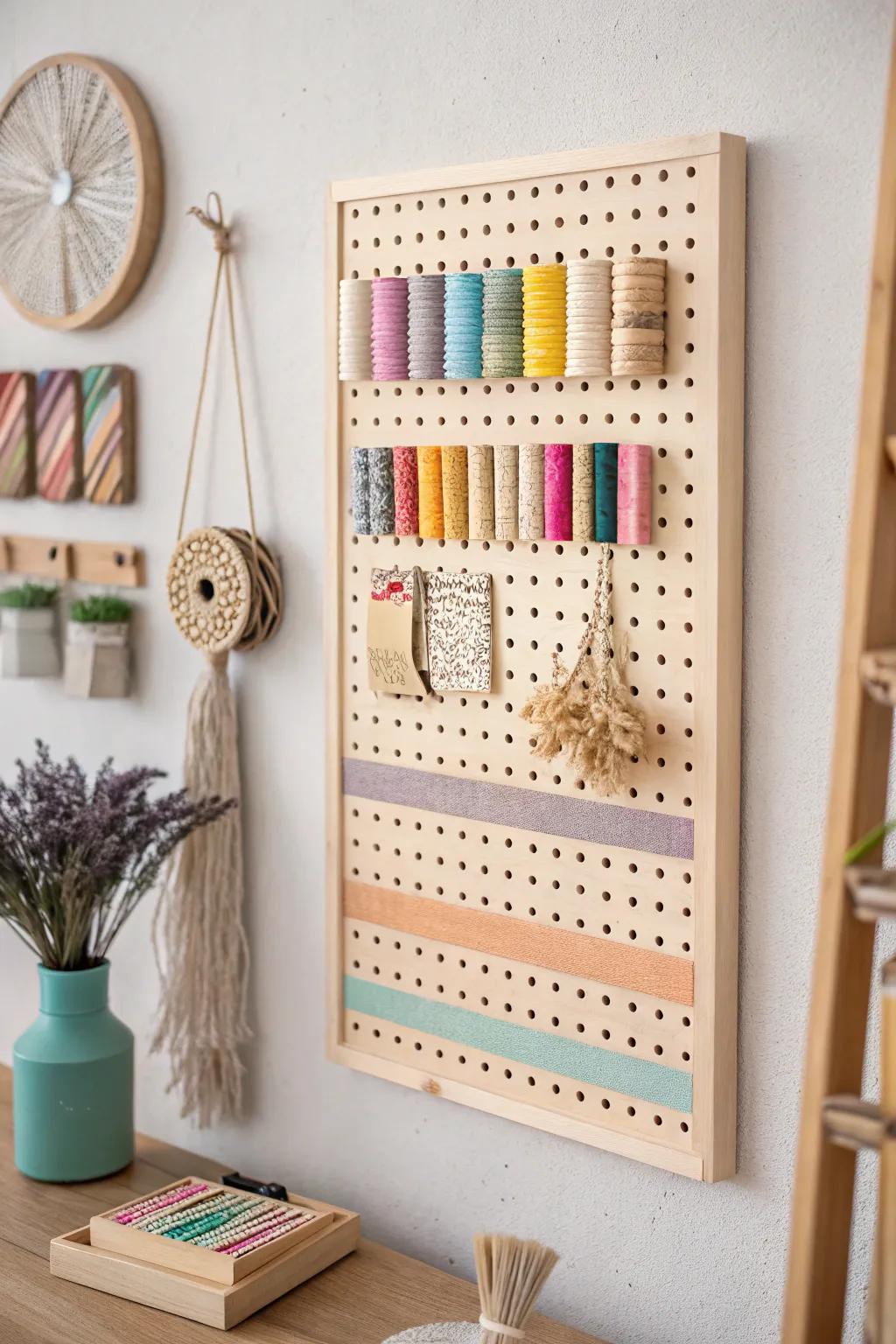 Elevate your essentials with a chic and crafty band-aid pegboard display.