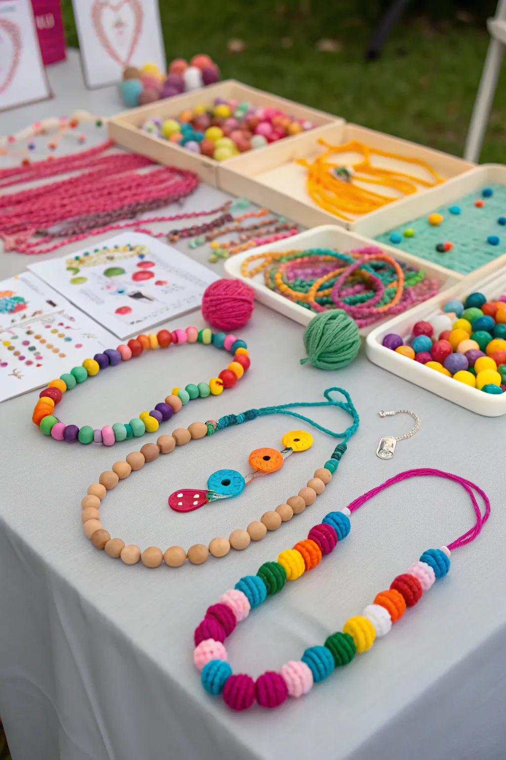 Charming jewelry made by little hands, a delightful craft for budding designers.