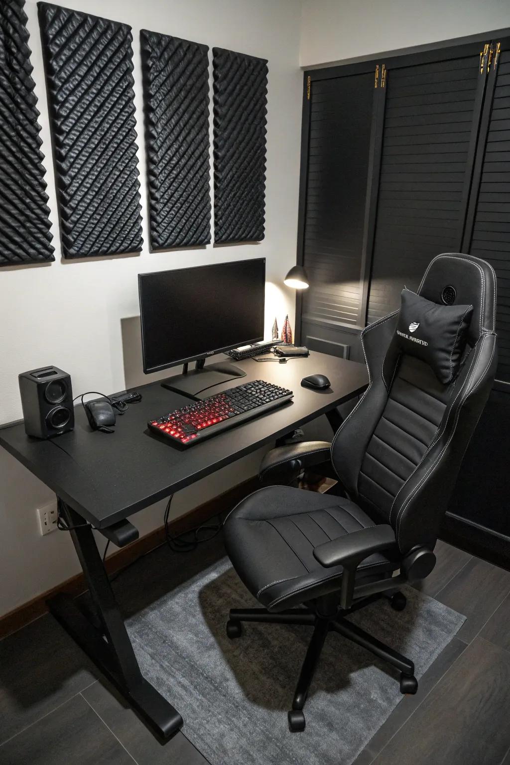 Acoustic panels enhance sound quality and add a stylish touch to your setup.