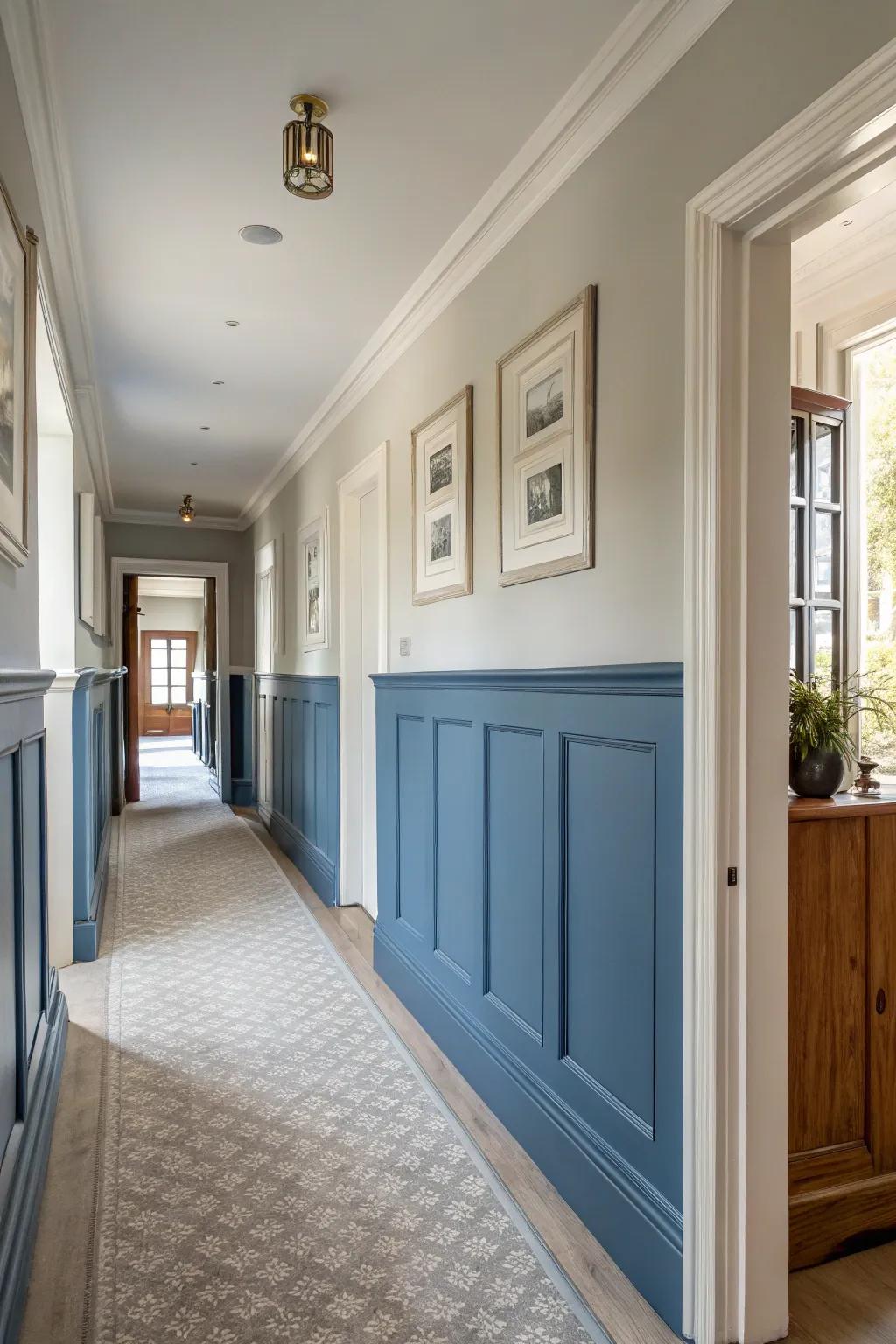 Blue paneling adds traditional charm and durability.