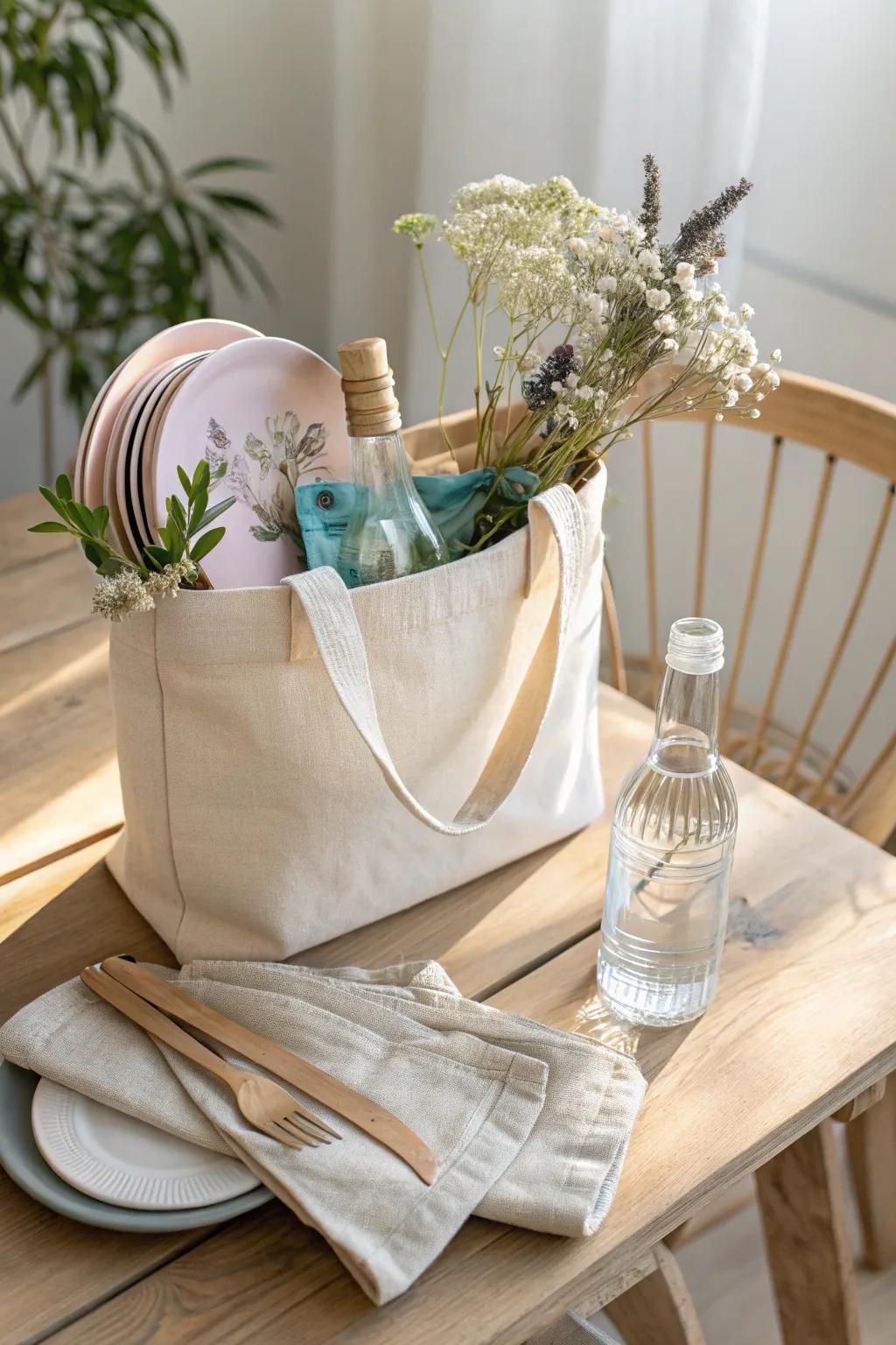 Ready for a surprise picnic? This Festive Party Pack tote is your perfect companion for spontaneous celebrations!
