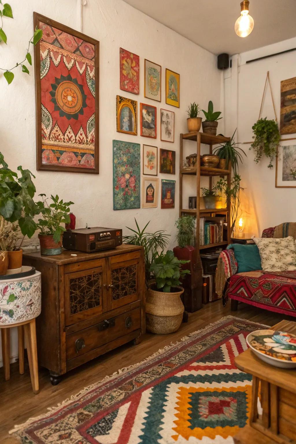 Repurposed objects add history and sustainability to boho decor.