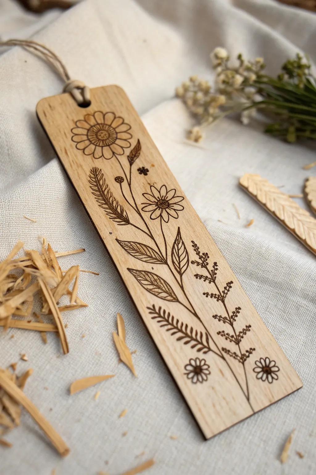 Discover the art of pyrography with this beautifully crafted wooden bookmark – a perfect blend of rustic charm and minimalist elegance.