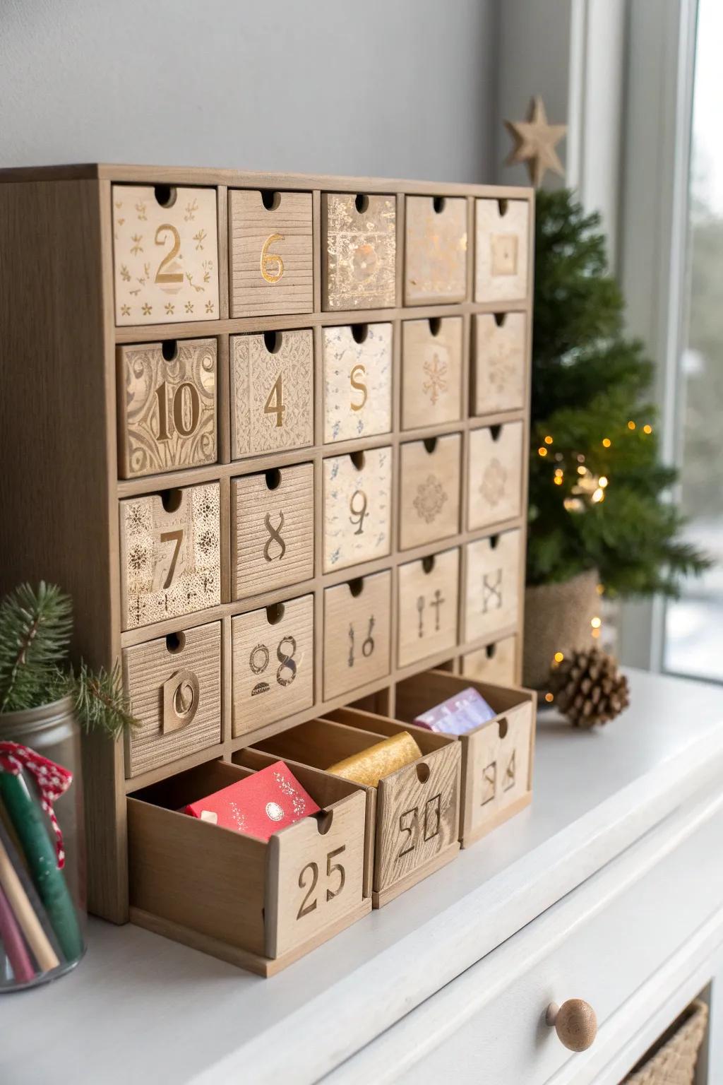 Countdown to joy with our handcrafted surprise box advent calendar – a minimalist delight for every day.