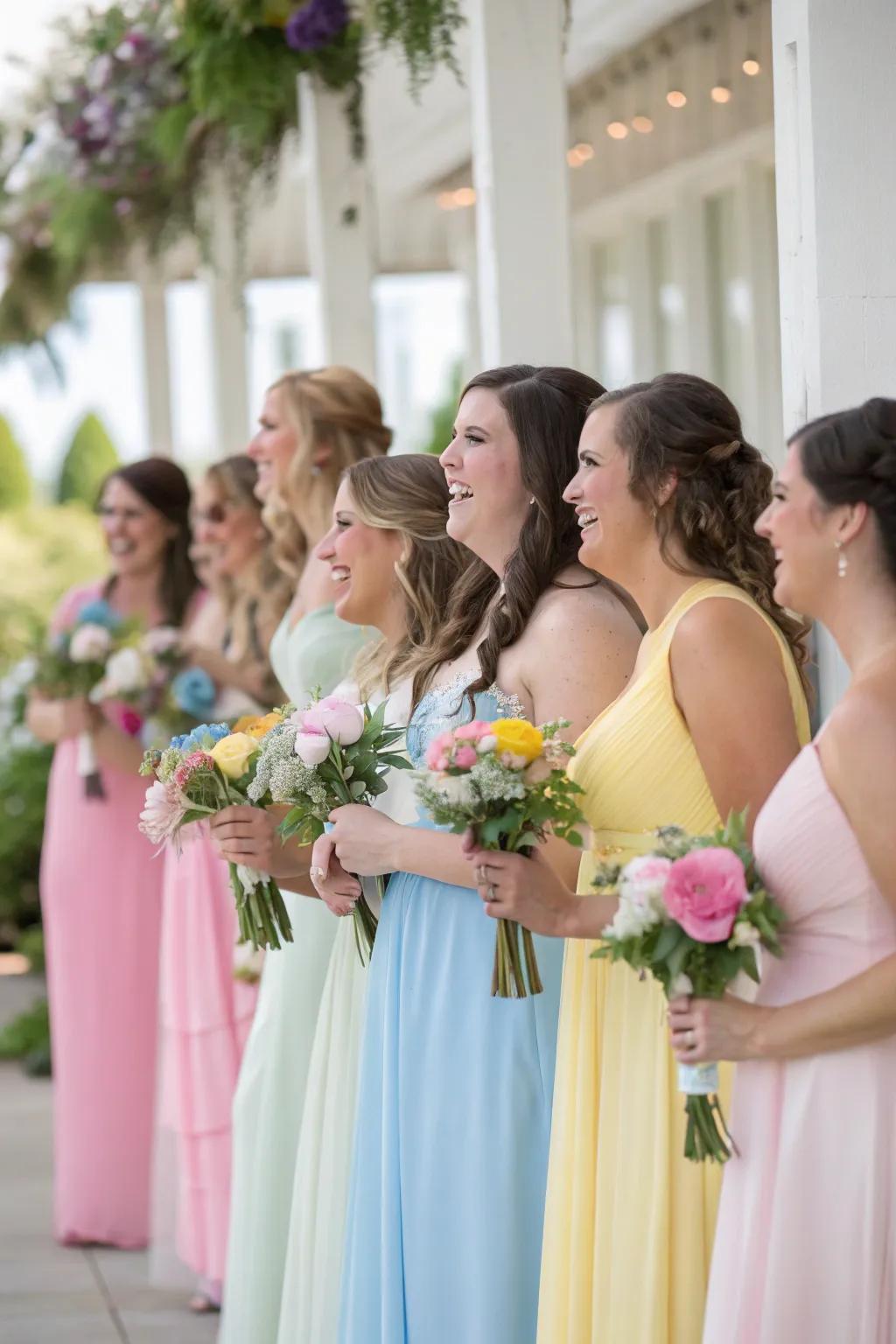 Mismatched dresses offer style and flexibility for your bridal party.