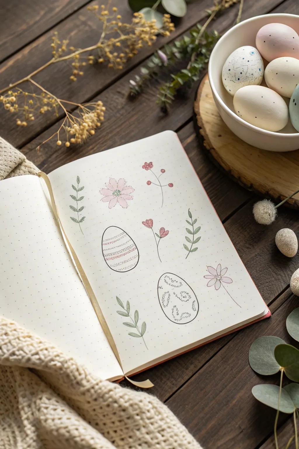 Discover hidden Easter joy with minimalist doodles in your bullet journal. #EasterDoodles #MinimalistArt