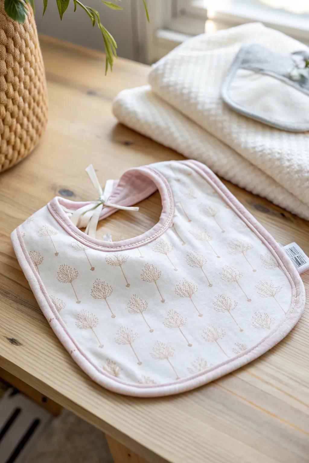 Effortless elegance in baby essentials: Transform burp cloths into chic Scandinavian-inspired bibs.