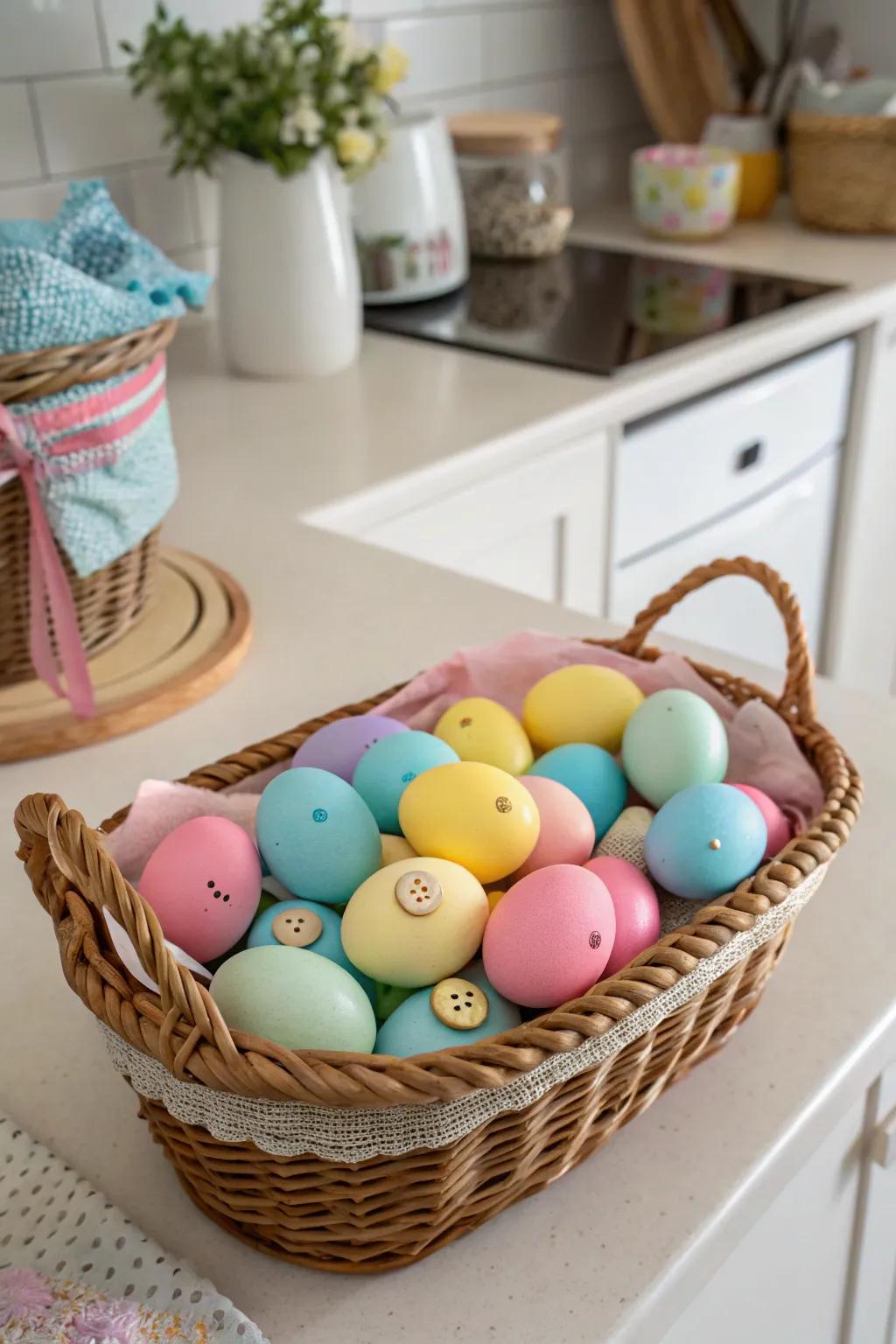 Add a splash of color to your Easter with charming button eggs.