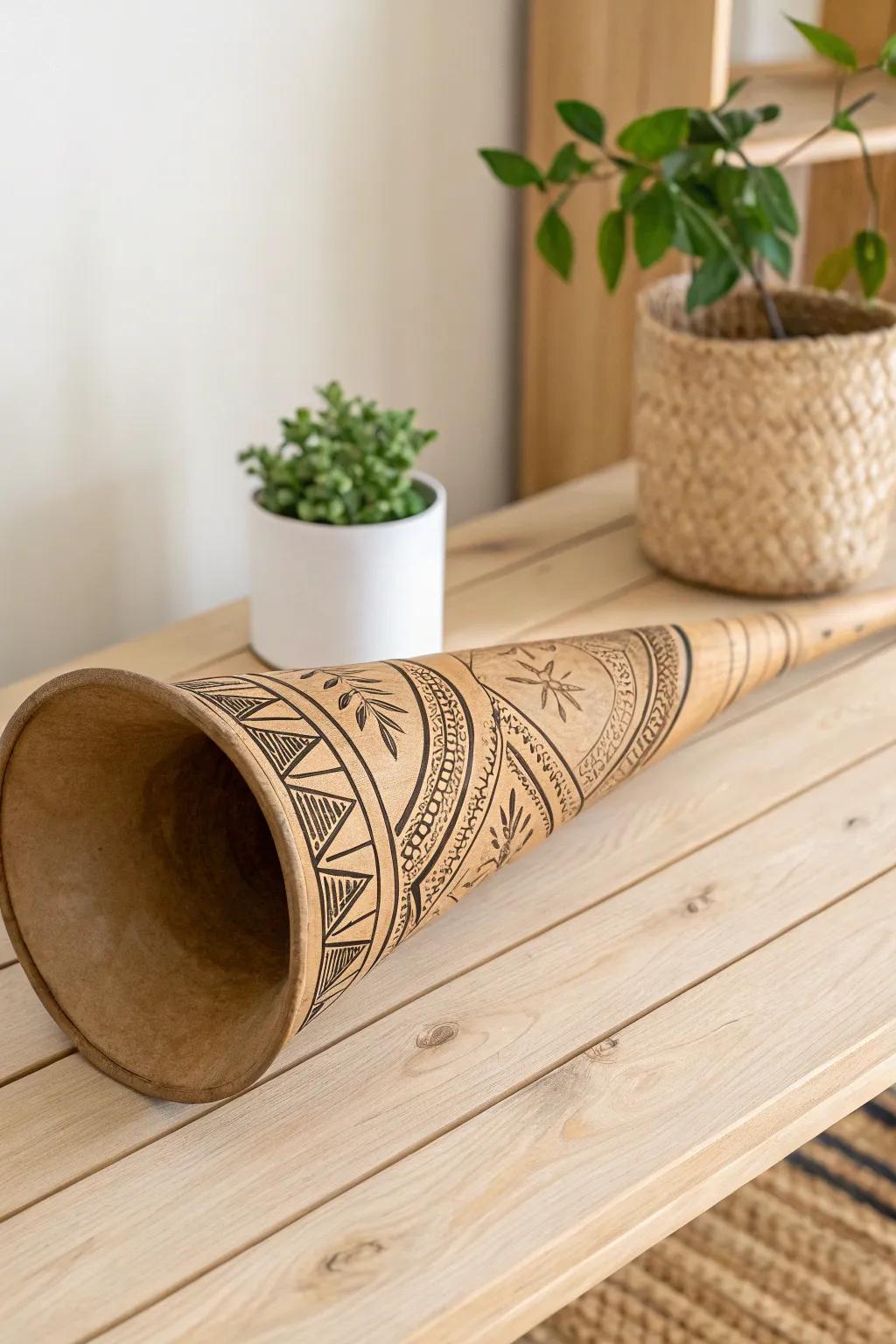 Embrace the joy of simplicity with this charming cardboard tube horn, a perfect blend of Scandinavian minimalism and boho flair.