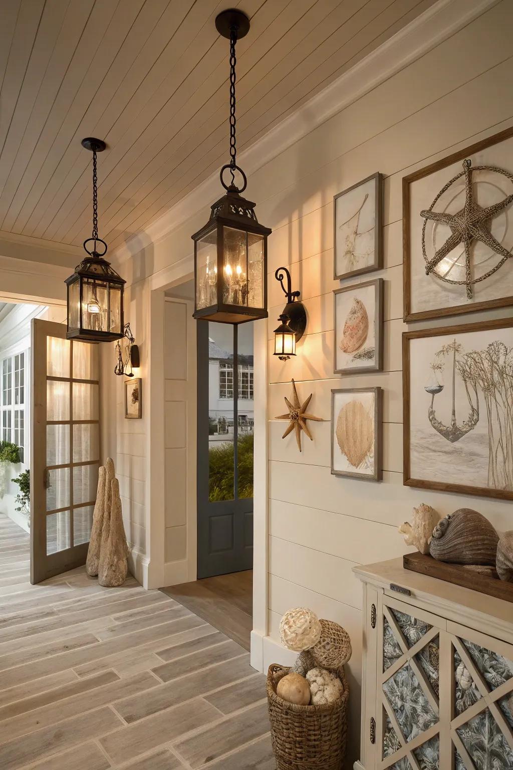 Vintage lantern fixtures bring timeless charm to any entryway.