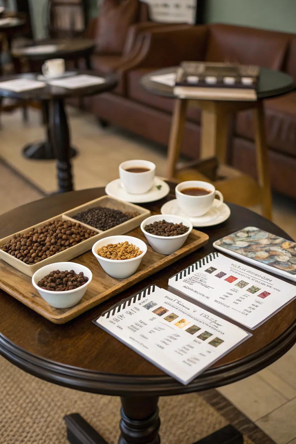 A coffee tasting corner, ideal for exploring and appreciating diverse coffee flavors.