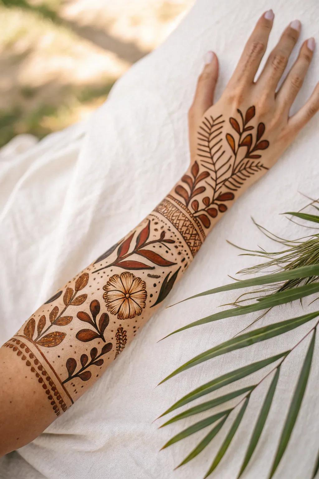Embrace the art of body painting with a touch of bohemian elegance.